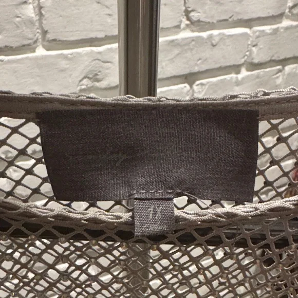 Anthropologie/ Sunday in Brooklyn Silver Beaded Fishnet Top - Picture 2 of 5